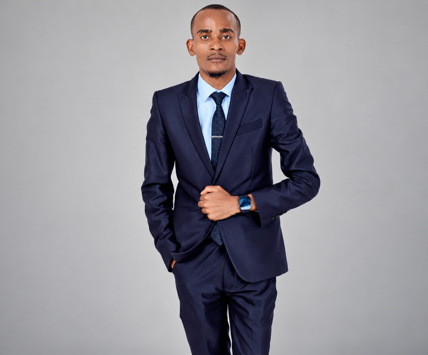 Elisha Sithole in a navy suit